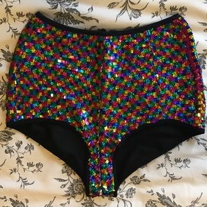 ASOS Festival Rave Sequin Rainbow Booty Shorts 4